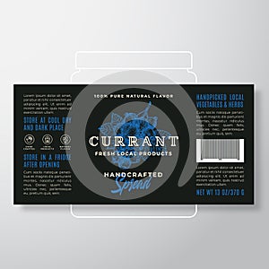 Handcrafted Fruit and Berry Spread or Jam Label Template. Abstract Vector Packaging Design Layout. Modern Typography