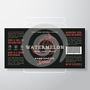 Handcrafted Fruit Spread or Jam Label Template. Abstract Vector Packaging Design Layout. Modern Typography Banner with