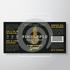 Handcrafted Fruit Spread or Jam Label Template. Abstract Vector Packaging Design Layout. Modern Typography Banner with