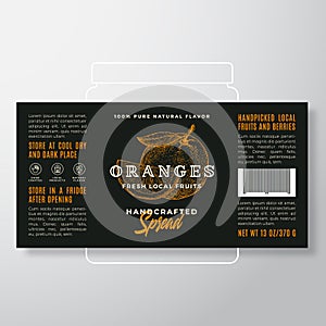 Handcrafted Fruit Spread or Jam Label Template. Abstract Vector Packaging Design Layout. Modern Typography Banner with