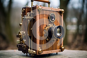 handcrafted pinhole camera with film loaded