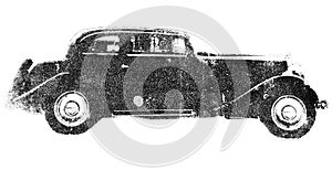 Handcrafted Retro Automobile Design on White Watercolour Paper