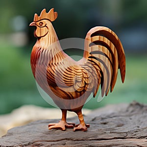 Handcrafted Rooster Wood Carving - Topcor 58mm F14 Style