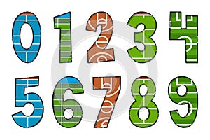 Handcrafted Sports Fields Number. Color Creative Art Typographic Design
