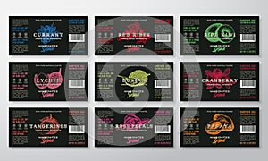 Handcrafted Spread or Jam Labels Template Collection. Abstract Vector Packaging Design Layouts Set. Modern Typography