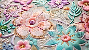 Handcrafted textile with vibrant stitchwork