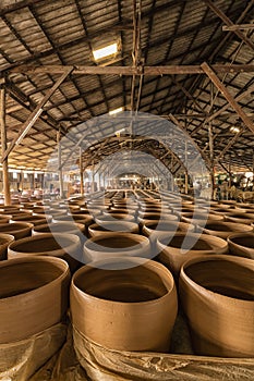 Handcrafted Thai-style dragon jars in Ratchaburi workshop, Thailand