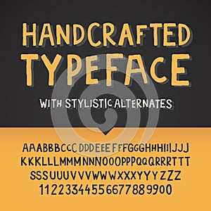 Handcrafted typeface, letters and numbers photo