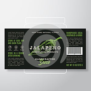 Handcrafted Vegetables and Herbs Sauce Label Template. Abstract Vector Packaging Design Layout. Modern Typography Banner