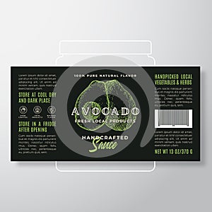 Handcrafted Vegetables and Herbs Sauce Label Template. Abstract Vector Packaging Design Layout. Modern Typography Banner