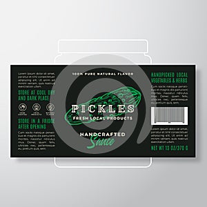 Handcrafted Vegetables and Herbs Sauce Label Template. Abstract Vector Packaging Design Layout. Modern Typography Banner