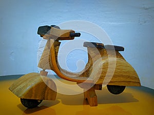 Handcrafted, Vespa motorbikes are made using wood from South Sulawesi