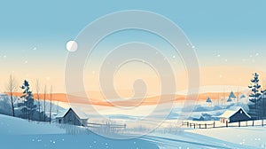 Handcrafted Winter Landscape Vector Artwork With Warm Winter Vibes
