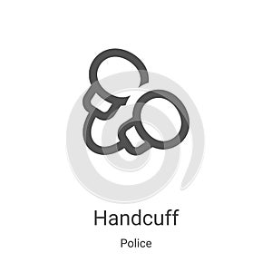 handcuff icon vector from police collection. Thin line handcuff outline icon vector illustration. Linear symbol for use on web and