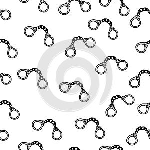 Handcuff illustration on white background. seamless pattern, hand drawn vector. jail, punishment. police icon. doodle art for wall