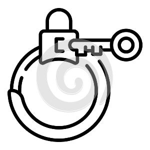 Handcuff key lock icon outline vector. Hand jail