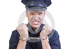 Handcuffed police officer