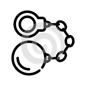 Handcuffs with core line icon vector illustration