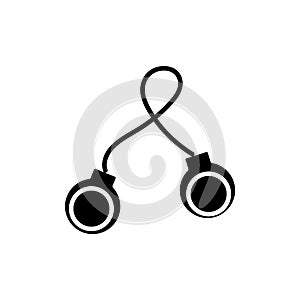 Handcuffs glyph icon. Sex shop toy. Prison concept. Black filled symbol. Isolated vector illustration