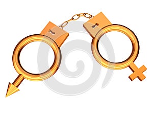 Handcuffs from gold. photo