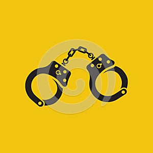 Handcuffs icon black silhouette.