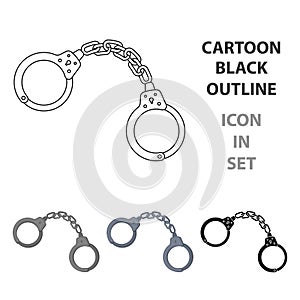 Handcuffs icon in cartoon style isolated on white background. Police symbol stock vector illustration.