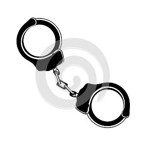 Handcuffs icon isolated on white background. Equipment of a policeman concept. Vector illustration of handcuffs. Manacle