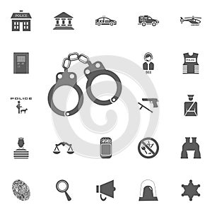 Handcuffs icon. Police and juctice icon set.