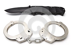 Handcuffs and knife