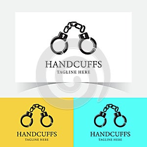 Handcuffs Logo Design Template. Police handcuffs icon.