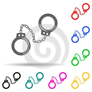 handcuffs multi color style icon. Simple glyph, flat vector of police icons for ui and ux, website or mobile application