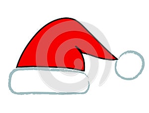 Handdraw Santa red hat icon, stock vector illustration photo