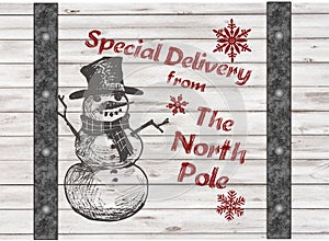 Handdrawing snowman's special delivery Christmas Gift photo
