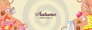 Colorful Autumn Banner with Hand Drawn Style