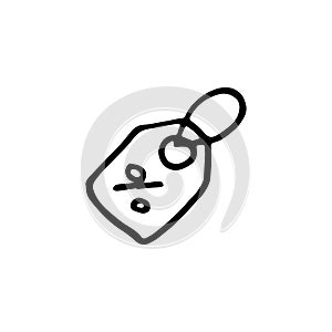 Handdrawn badge procent doodle icon. Hand drawn black sketch. Si