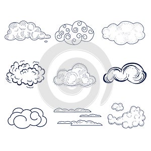 Handdrawn Cloud Collection. Vector Illustration