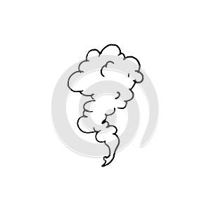 Handdrawn a cloud of smoke doodle icon. Hand drawn black sketch.