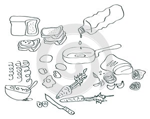Handdrawn cooking elements