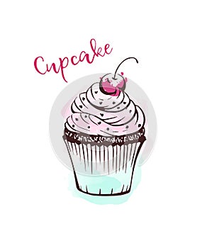 Handdrawn cupcake vector illustration sketch