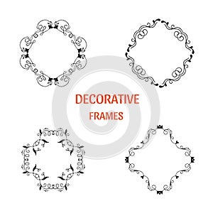 Handdrawn decorative frames isolated on white background