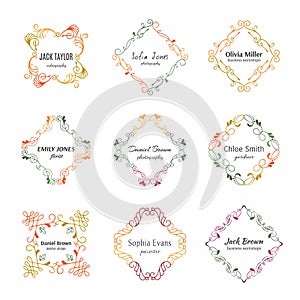 Handdrawn decorative frames isolated on white background
