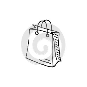 Handdrawn doodle bag icon. Hand drawn black sketch. Sign symbol.