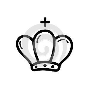 Handdrawn doodle priest hat icon. Hand drawn black sketch. Sign