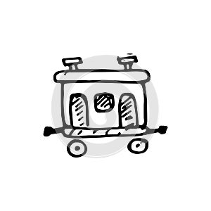 Handdrawn doodle railway carriage icon. Hand drawn black sketch.