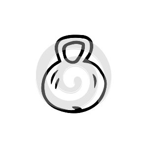 Handdrawn doodle weight icon. Hand drawn black sketch. Sign symbol. Decoration element. White background. Isolated. Flat design.