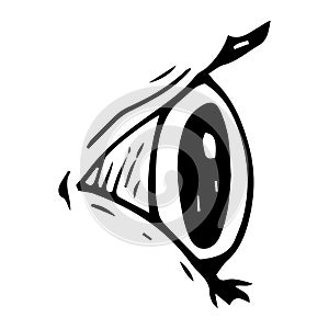Handdrawn eye doodle icon. Hand drawn black sketch. Sign symbol. Decoration element. White background. Isolated. Flat design.