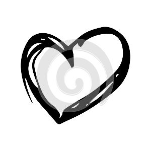 Handdrawn heart doodle icon. Hand drawn black sketch. Sign symbol. Decoration element. White background. Isolated. Flat design.