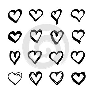 Handdrawn Heart Outline Black Marker Icon Element Vector Collection