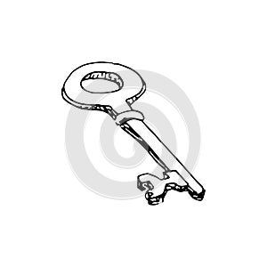 Handdrawn key doodle icon. Hand drawn black sketch. Sign symbol. photo