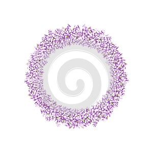 Handdrawn lavender flowers. Watercolor purple lavender wreath boarder. Scrapbook design, typography poster, invitation, label,